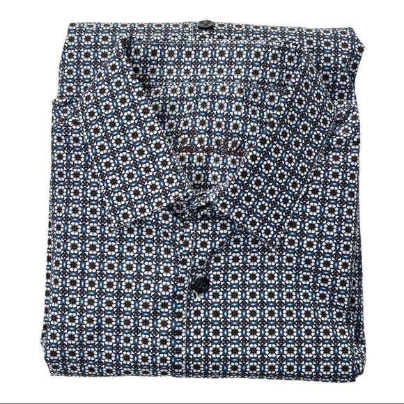 Tasso Elba Novelty Woven Cotton Mens Button Down - Picture 9 of 9